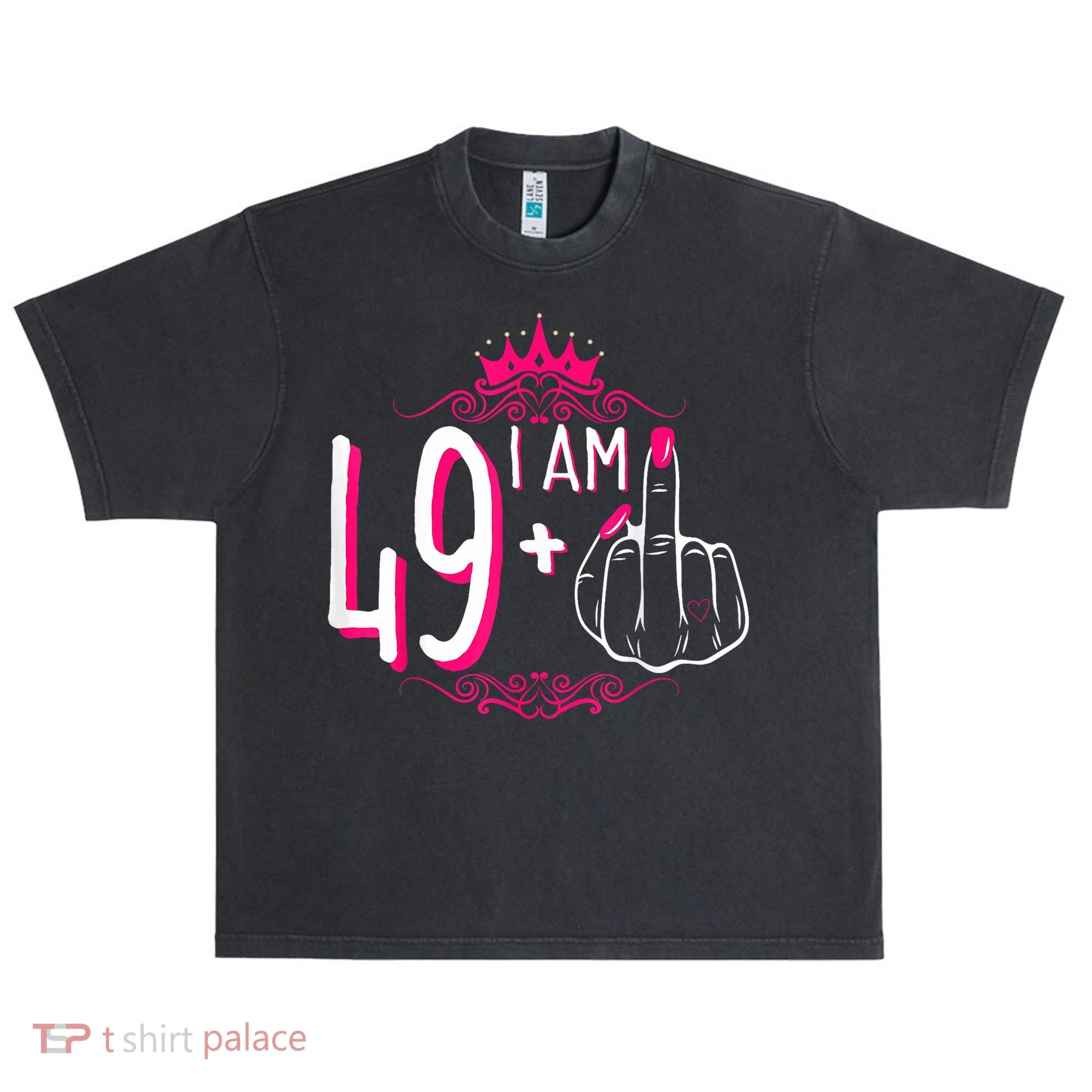 I Am 49 Plus 1 Middle Finger 49th Women Birthday Funny Urban Oversized Heavyweight T-Shirt