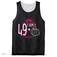 I Am 49 Plus 1 Middle Finger 49th Women Birthday Funny Mesh Reversible Basketball Jersey Tank thumb 0