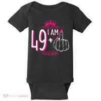 I Am 49 Plus 1 Middle Finger 49th Women Birthday Funny Baby Bodysuit thumb 0