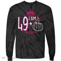 I Am 49 Plus 1 Middle Finger 49th Women Birthday Funny Tie-Dye Long Sleeve Shirt thumb 0