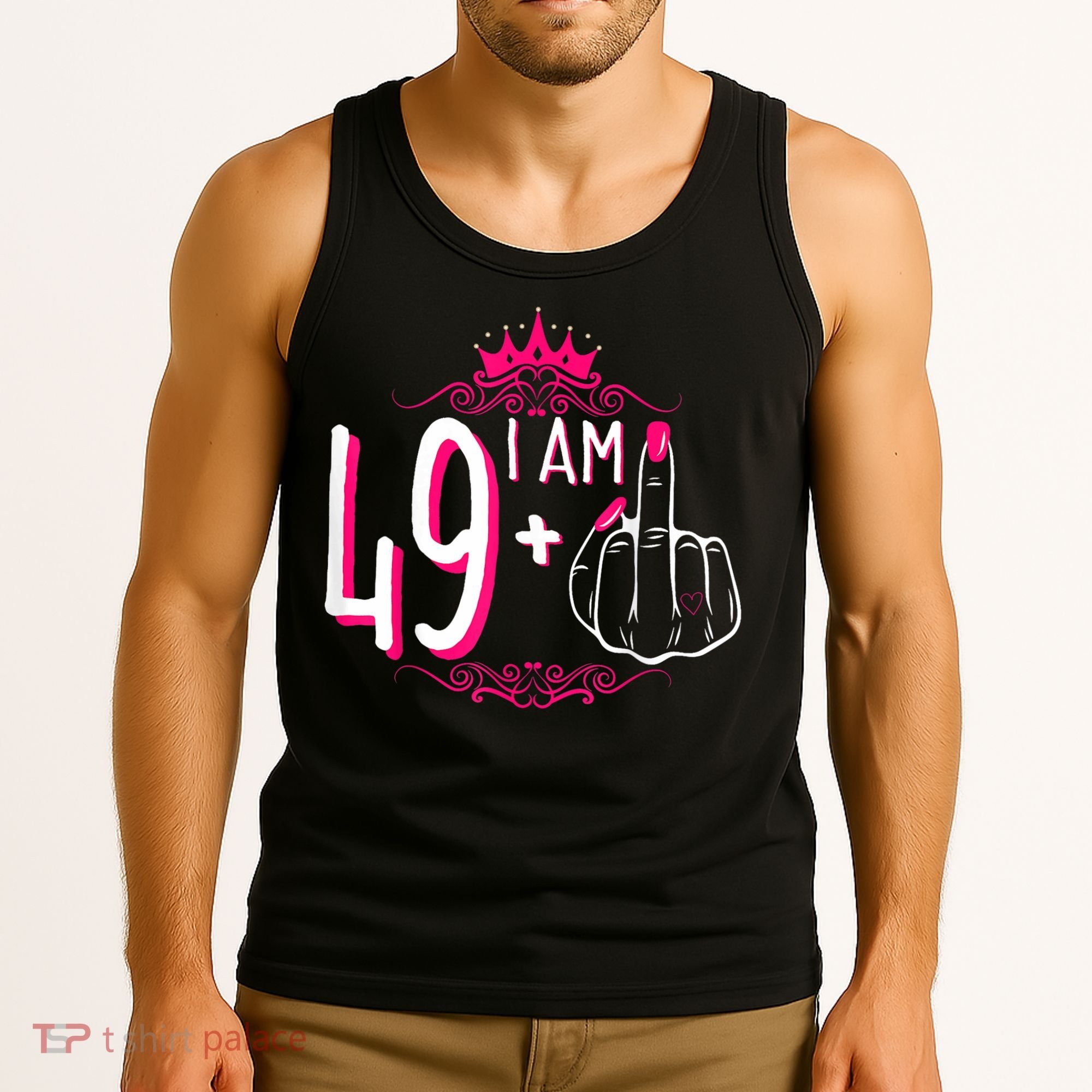 I Am 49 Plus 1 Middle Finger 49th Women Birthday Funny Tank Top