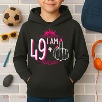I Am 49 Plus 1 Middle Finger 49th Women Birthday Funny Kids Hoodie thumb 2