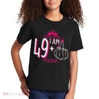 I Am 49 Plus 1 Middle Finger 49th Women Birthday Funny Kids T-Shirt thumb 2