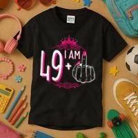 I Am 49 Plus 1 Middle Finger 49th Women Birthday Funny Kids T-Shirt thumb 3