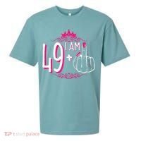 I Am 49 Plus 1 Middle Finger 49th Women Birthday Funny Sueded Cloud Jersey T-Shirt thumb 0