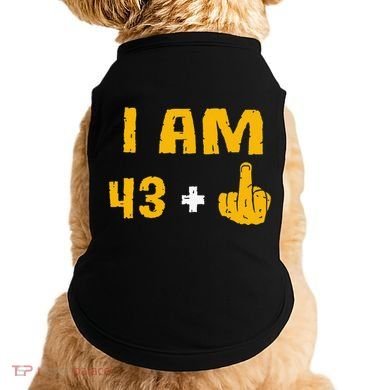 I Am 43 Plus 1 Middle Finger 44th Birthday Gift 44 Years Old Doggie Tank
