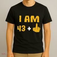 I Am 43 Plus 1 Middle Finger 44th Birthday Gift 44 Years Old T-Shirt thumb 3