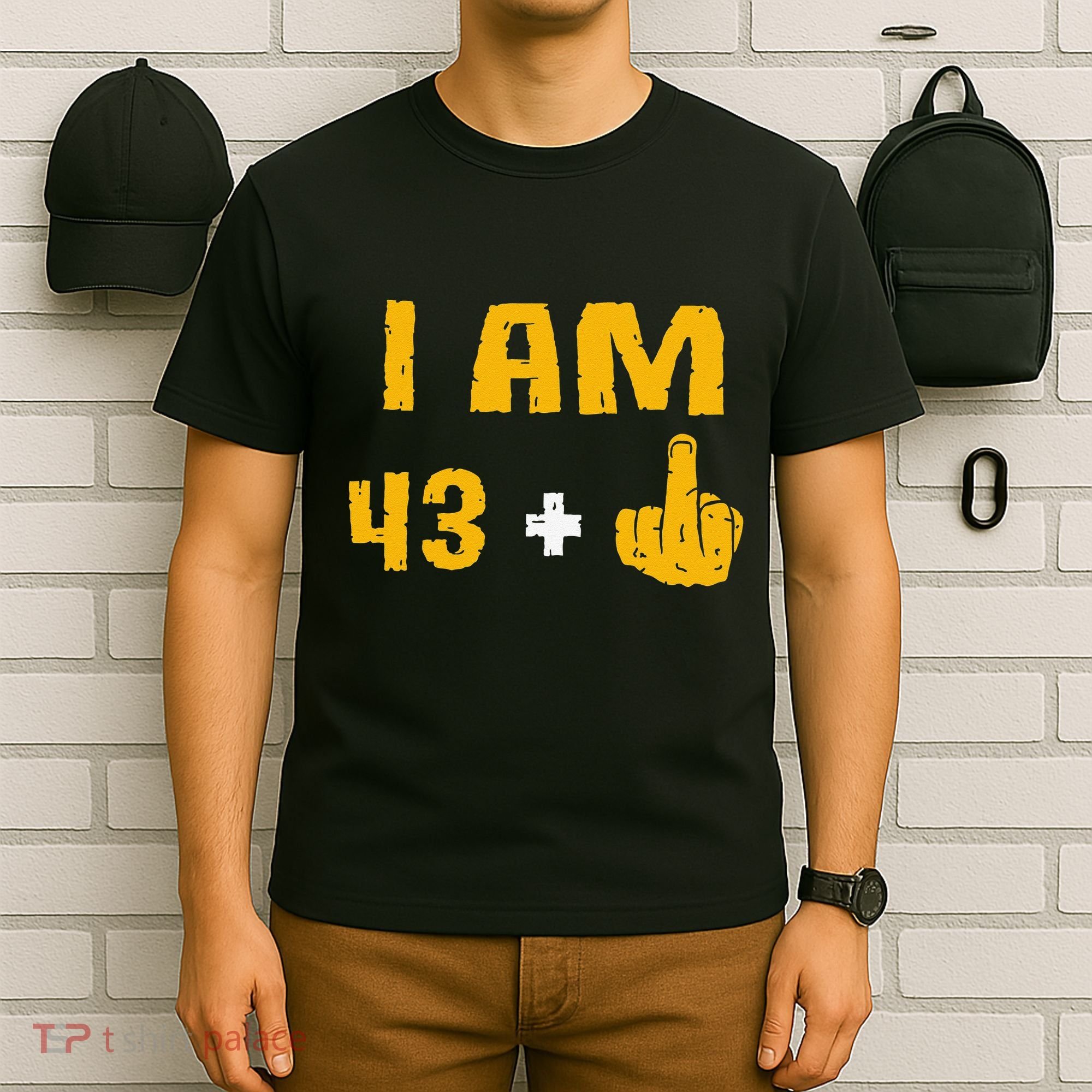 I Am 43 Plus 1 Middle Finger 44th Birthday Gift 44 Years Old T-Shirt
