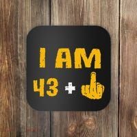 I Am 43 Plus 1 Middle Finger 44th Birthday Gift 44 Years Old Coaster thumb 0