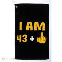 I Am 43 Plus 1 Middle Finger 44th Birthday Gift 44 Years Old Golf Towel thumb 0
