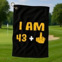 I Am 43 Plus 1 Middle Finger 44th Birthday Gift 44 Years Old Golf Towel thumb 1