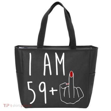 I Am 59 Plus Middle Finger Funny 60th Birthday Tote Bag