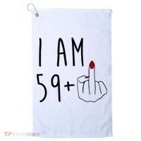 I Am 59 Plus Middle Finger Funny 60th Birthday Golf Towel thumb 0