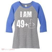 I Am 50, 49 Plus One Funny 50th Birthday 1967 Women's Tri-Blend 3/4-Sleeve Raglan Shirt thumb 0