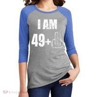 I Am 50, 49 Plus One Funny 50th Birthday 1967 Women's Tri-Blend 3/4-Sleeve Raglan Shirt thumb 2
