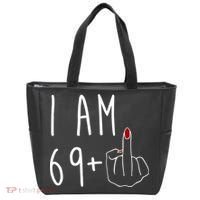 I Am 69 Plus Middle Finger Funny 70th Birthday Tote Bag thumb 0