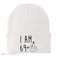 I Am 69 Plus Middle Finger Funny 70th Birthday Beanie thumb 0