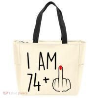 I Am 74 Plus 1 Middle Finger For A 75th Birthday For Wo Tote Bag thumb 0