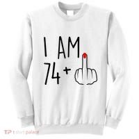 I Am 74 Plus 1 Middle Finger For A 75th Birthday For Wo Sweatshirt thumb 0