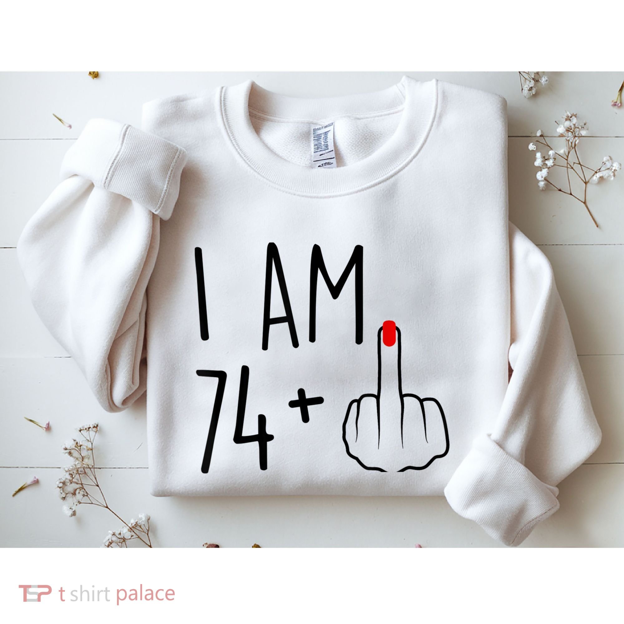 I Am 74 Plus 1 Middle Finger For A 75th Birthday For Wo Sweatshirt