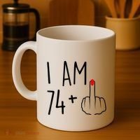 I Am 74 Plus 1 Middle Finger For A 75th Birthday For Wo Coffee Mug thumb 4