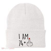 I Am 74 Plus 1 Middle Finger For A 75th Birthday For Wo Beanie thumb 0