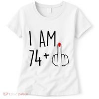 I Am 74 Plus 1 Middle Finger For A 75th Birthday For Wo Women's T-Shirt thumb 0
