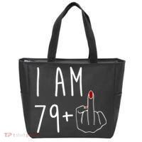 I Am 79 Plus Middle Finger Funny 80th Birthday Tote Bag thumb 0