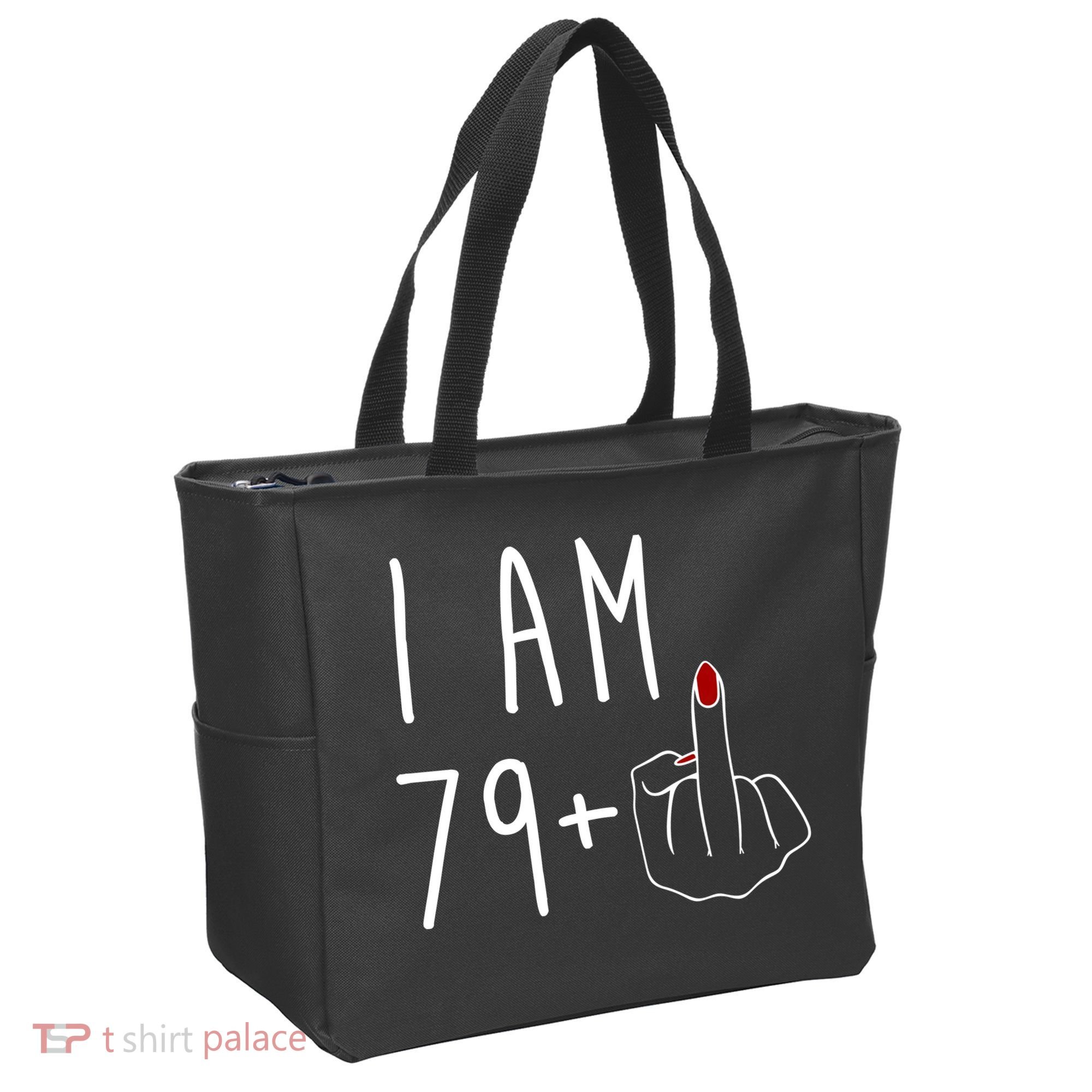 I Am 79 Plus Middle Finger Funny 80th Birthday Tote Bag