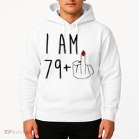 I Am 79 Plus Middle Finger Funny 80th Birthday Hoodie thumb 2