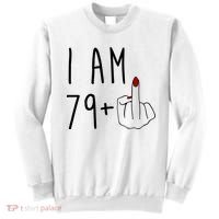 I Am 79 Plus Middle Finger Funny 80th Birthday Sweatshirt thumb 0