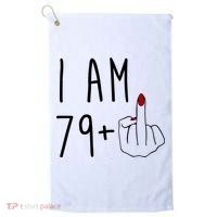 I Am 79 Plus Middle Finger Funny 80th Birthday Golf Towel thumb 0