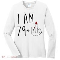 I Am 79 Plus Middle Finger Funny 80th Birthday Women's Long Sleeve Shirt thumb 0