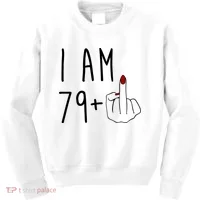 I Am 79 Plus Middle Finger Funny 80th Birthday Kids Sweatshirt thumb 0