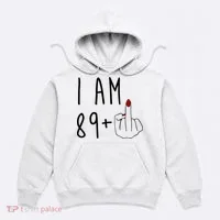 I Am 89 Plus Middle Finger Funny 90th Birthday Hoodie thumb 0