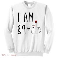 I Am 89 Plus Middle Finger Funny 90th Birthday Sweatshirt thumb 0