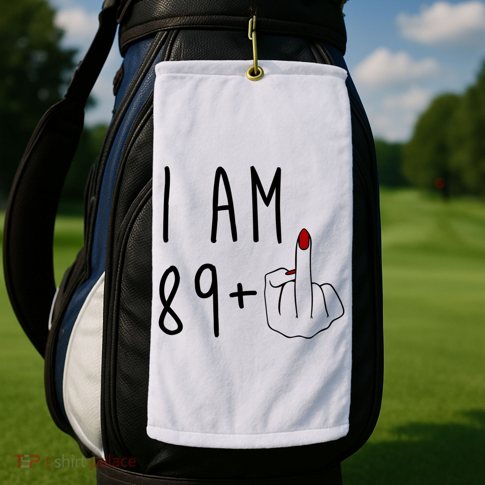 I Am 89 Plus Middle Finger Funny 90th Birthday Golf Towel