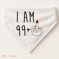 I Am 99 Plus Middle Finger Funny 100th Birthday USA-Made Doggie Bandana thumb 0