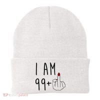 I Am 99 Plus Middle Finger Funny 100th Birthday Beanie thumb 0