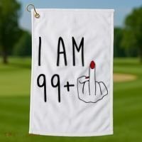 I Am 99 Plus Middle Finger Funny 100th Birthday Golf Towel thumb 1