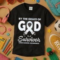 I Am A Survivor Lung Cancer Survivor Kids T-Shirt thumb 3