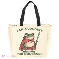 I Am A Conduit For Nonsense Funny Frog Tote Bag thumb 0