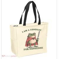 I Am A Conduit For Nonsense Funny Frog Tote Bag thumb 2