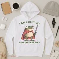 I Am A Conduit For Nonsense Funny Frog Hoodie thumb 3