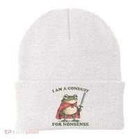 I Am A Conduit For Nonsense Funny Frog Beanie thumb 0