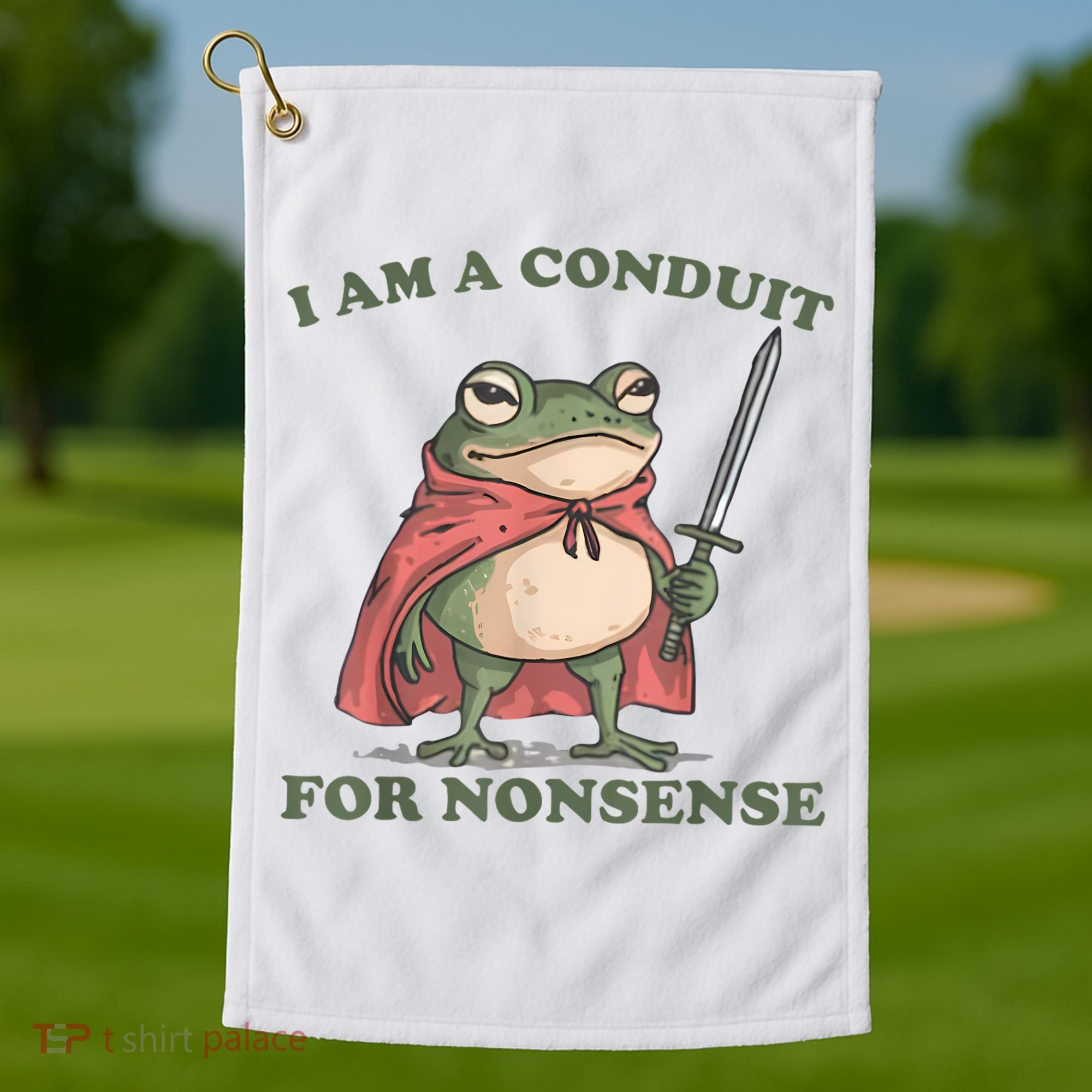 I Am A Conduit For Nonsense Funny Frog Golf Towel