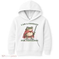 I Am A Conduit For Nonsense Funny Frog Kids Hoodie thumb 0