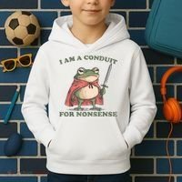 I Am A Conduit For Nonsense Funny Frog Kids Hoodie thumb 2