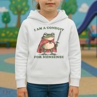 I Am A Conduit For Nonsense Funny Frog Kids Hoodie thumb 3