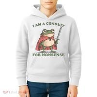I Am A Conduit For Nonsense Funny Frog Kids Hoodie thumb 4